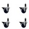 Service Caster 3'' Solid Poly Swivel 1-1/4'' Expanding Stem Caster Set with Brake, 4PK SCC-EX20S314-SPUS-PLB-114-4 - alternate 1